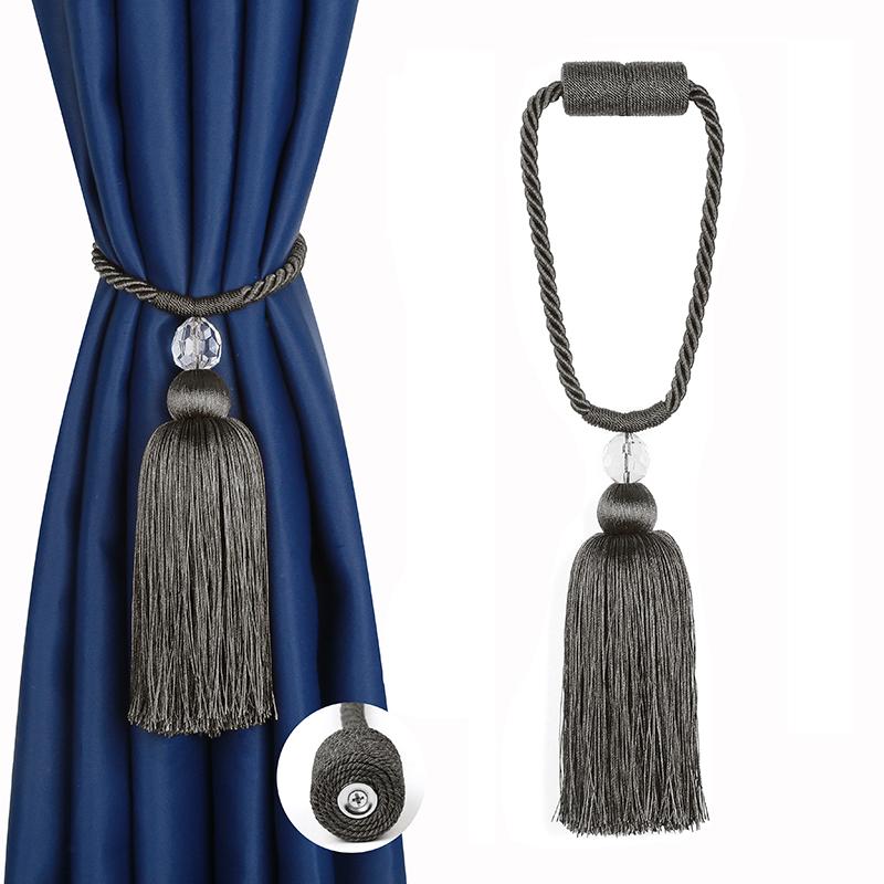 

BEL AVENIR Магнитные подхваты для штор с кисточками на спине, веревка, удобные шторы ручной работы, декоративные украшения для дома и офиса 1PC древесный уголь