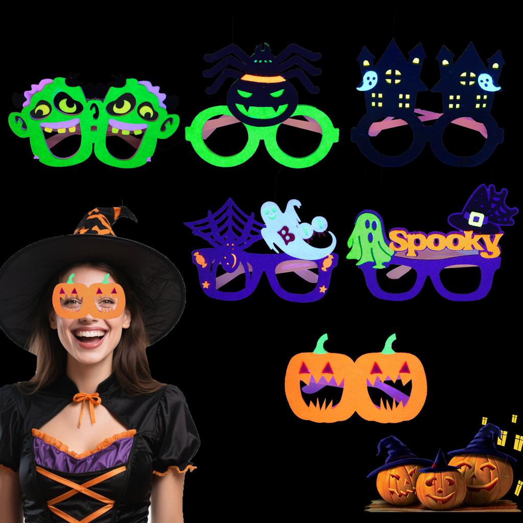 Halloween Party Favors for Kids Funny Eyeglasses Bracelets Pumpkin Keychains Bat Hair Clip Trick or Treat Cosplay Decorations