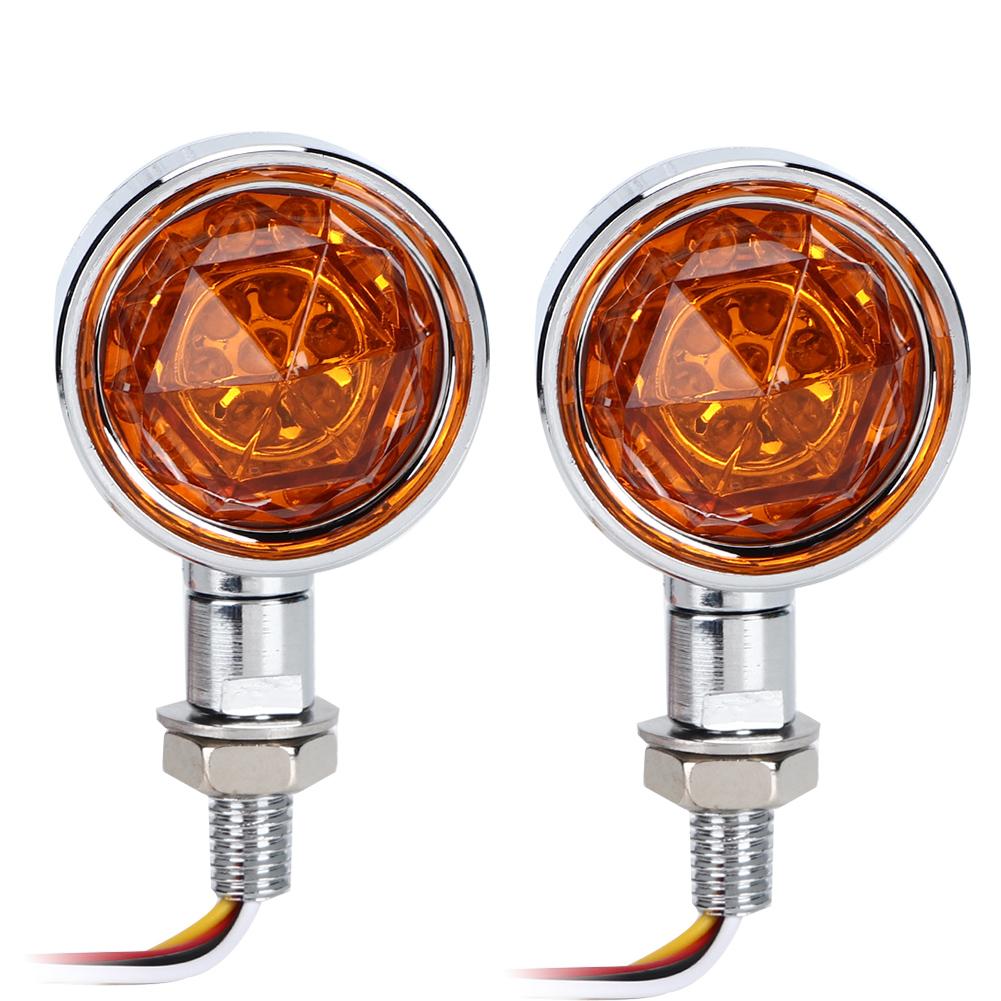 Motorcycle Dual Flashing Light Amber Red Running Turn Signal Brake Lamp Chrome Shell Yellow Lens