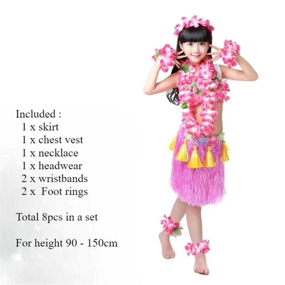 7/8Pcs Costume Hawaiian Costumes Wristbands Hula Dancer Costume  Hawaii Party Supplies