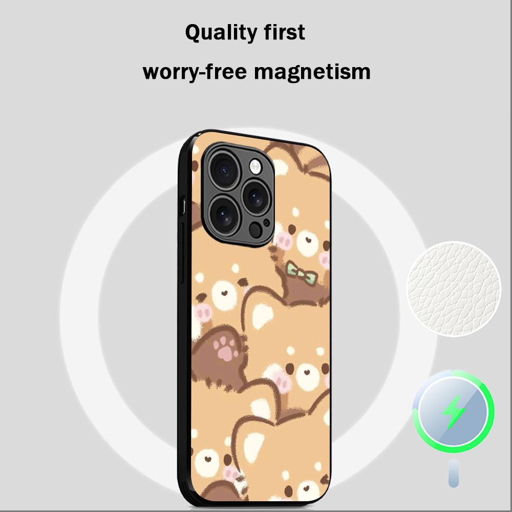 Cute Animal dog pattern lovely design  Phone Case For iPhone 17 16 15 14 13 12 Plus Pro Max  High-end Luxury Magsafe Sheepskin