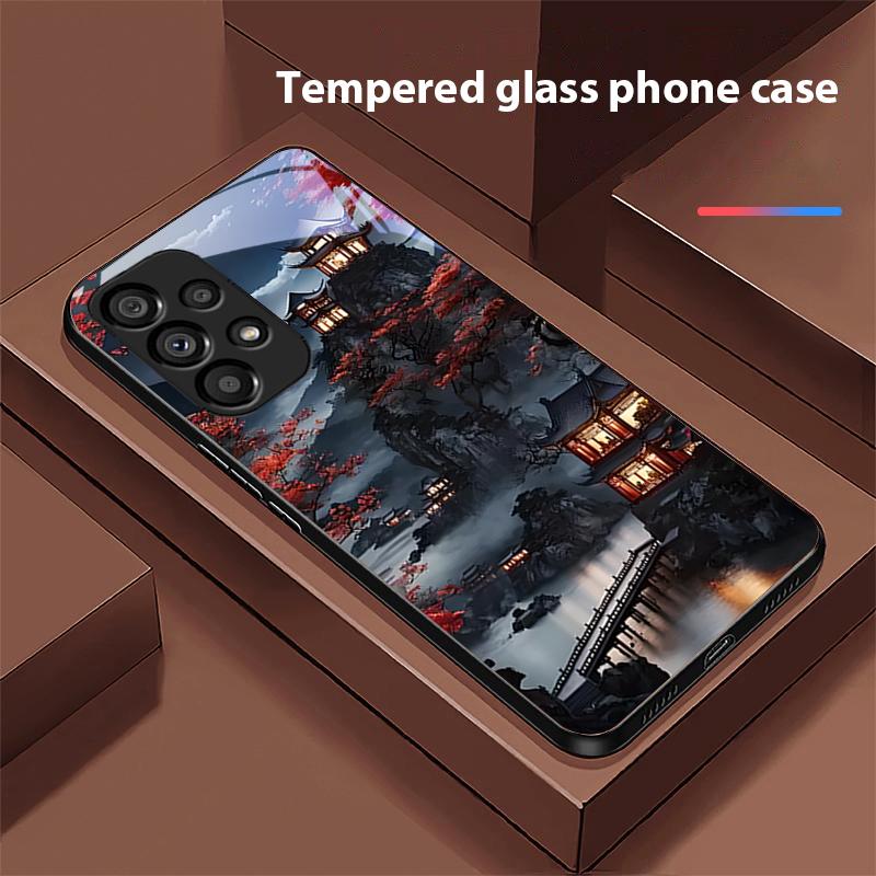 

Здание в старом стиле для Samsung Galaxy S 8 9 10 20 Plus 21 FE 22 23 24 Ultra S7 Edge Черный Чехол для телефона из закаленного стекла Жесткий чехол For Samsung S23 Plus