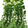 Good-24 Strands Artificial Fake Grape Vines Ivy Leaves With 6 Strings Grapes For Wedding Party Home Wall Decoration