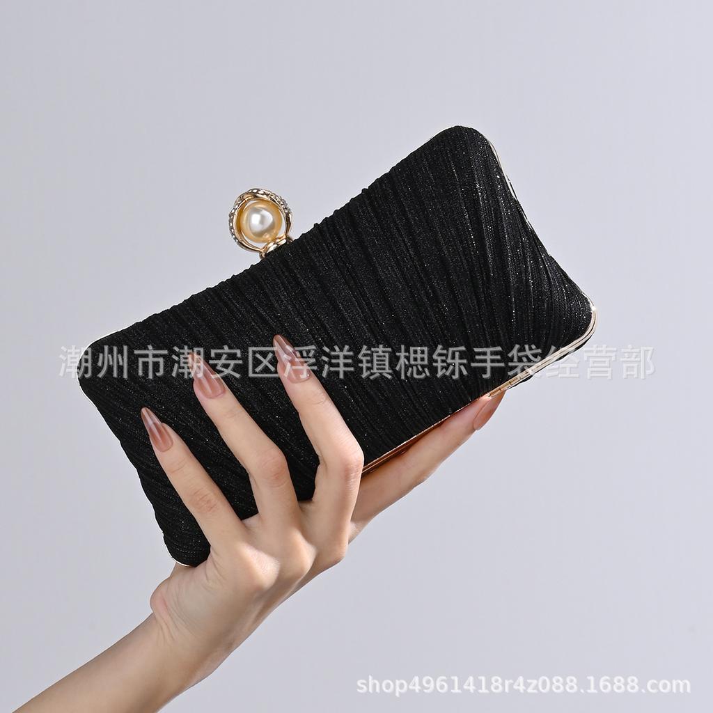 Luxury Design Women Evening Clutch Bag Shoulder Bag Party Wedding Prom Birthday Long Square Bags Pleated Elegant Handbag Purse