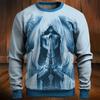 Halloween Pullover Sweatshirt For Men Skull Graphic Print Long Sleeve Tops Oversized O-Neck Golf Pullover Casual Man Sweatshirts