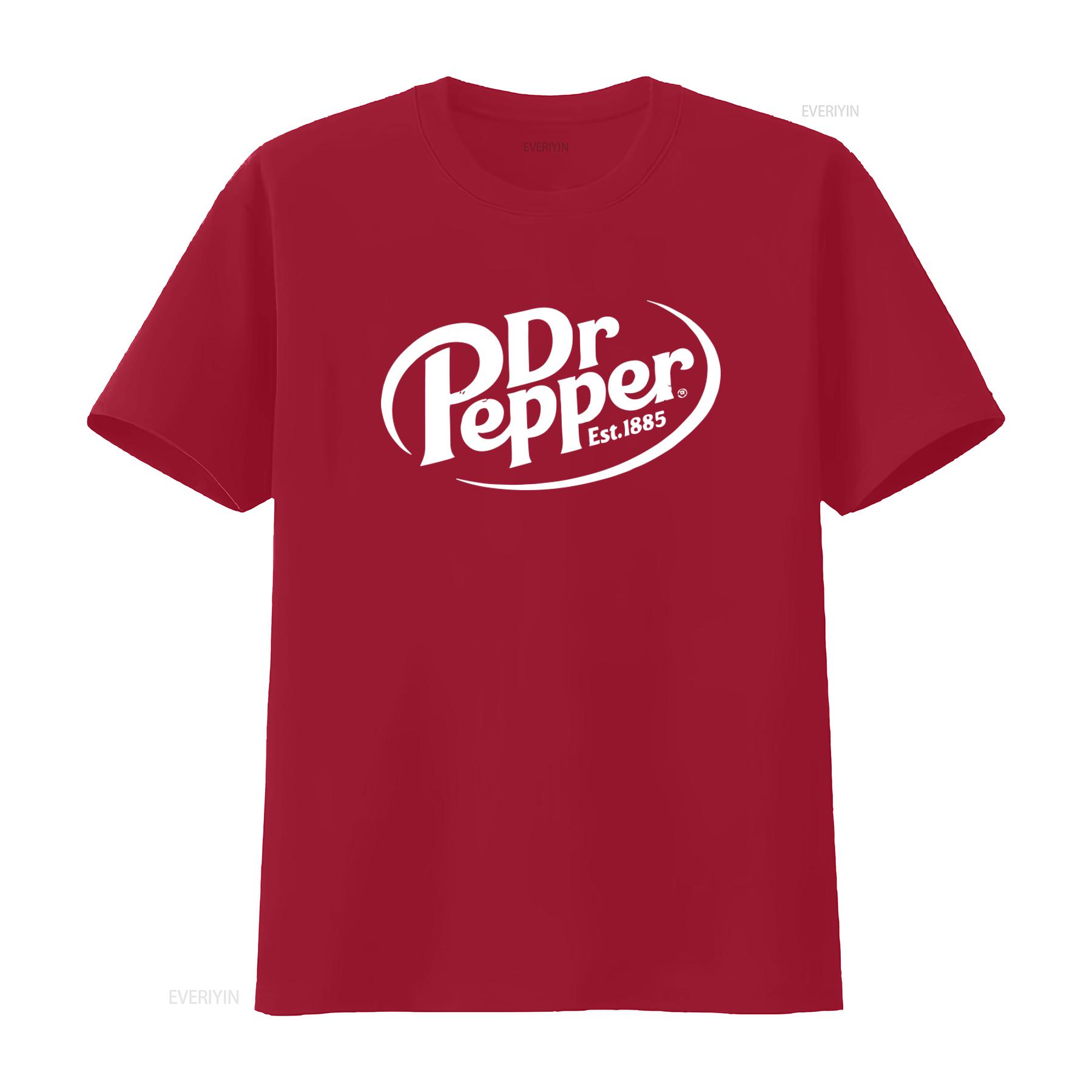 Dr Pepper Mens Classic Logo T Shirt New L 2XL Est 1885 Vintage Style vintage Washed Unisex Breathable streetwear homme S