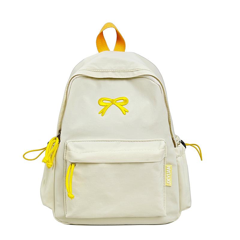 Schoolbag Korean School Bag Female College Student Junior High School Girl Heart Embroidery Bow Backpack Female Lightweight Travel Backpack