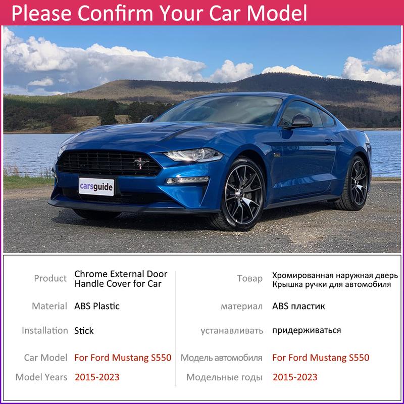 For Ford Mustang S550 MK6 2015~ Carbon Fiber Smart Door Handle Cover Trim Set Protective Stickers Exterior Car Accessories