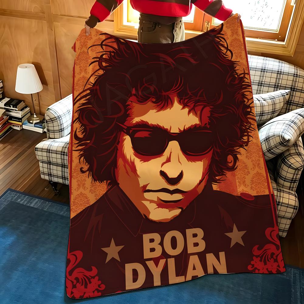 Music B-Bob D-Dylan Throw Flannel Cozy Print Blanket, Portable, Durable Machine Washable cute Cool