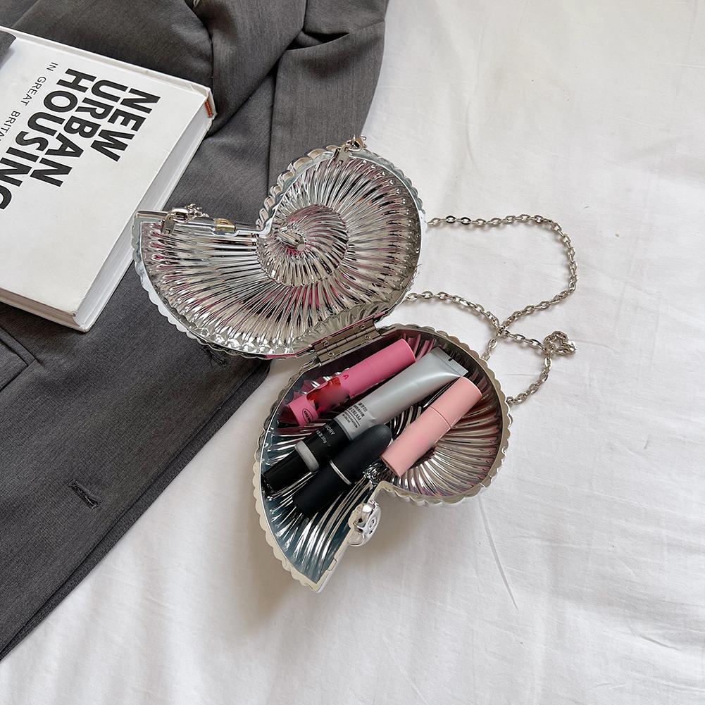 Conch Shape Evening Clutch Purse Acrylic Fashion Evening Bags Stylish Shoulder Bag Chain Strap Purse for Wedding Party