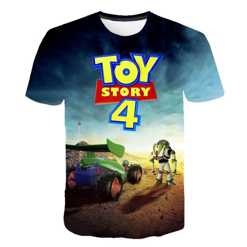 Lebhaftes Toy Story 4 Unisex 3D-Druck Freizeit-T-Shirt für bequeme Sommerkleidung