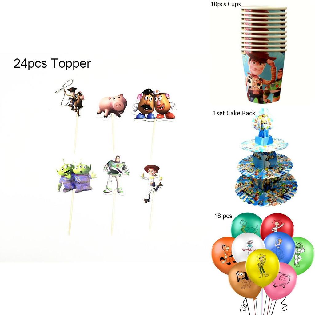 Story Toy Theme Buzz Woody Bo Peep Birthday Party Supplies Plates Cups Banner
