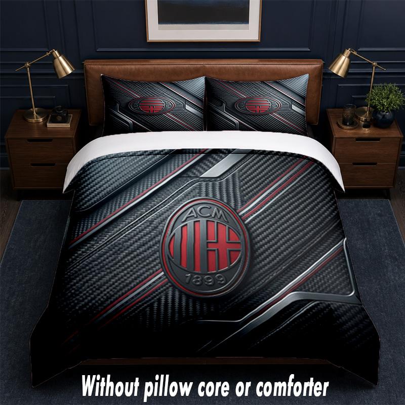 AC Milan Design Bed Bedding Set 1 Duvet Cover + 2 Pillowcases Soft Breathable Household Bed Linens