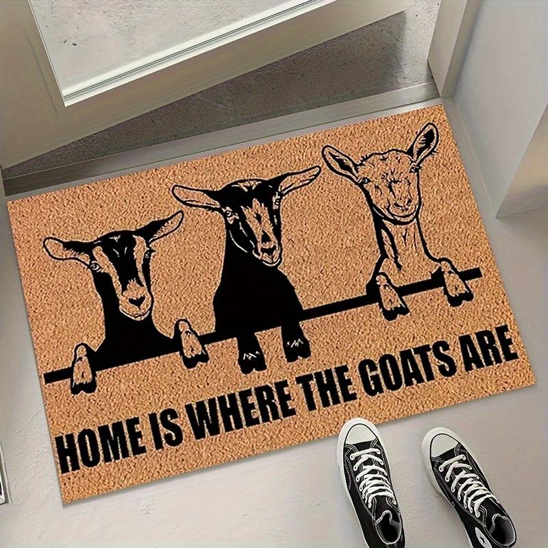 Thuis is waar de geiten welkom zijn Deurmat 2D Platte Print Antislip Vloermat Geit Schaap Dier Ontwerp Binnen Buiten Tapijt 40x60cm gray