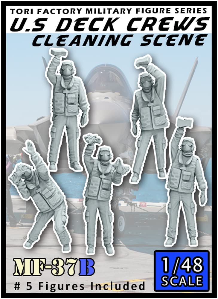 Tori Factory 1/48 Military Miniature Figure Series: Modern U.S. Navy Aircraft Carrier Deck Worker Aircraft Cleaning Resin Kit MF-37B