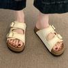 Cowhide Version~ Boken Cool Slippers Summer New Double Buckle Thick Sole Heightened Breathable Outer Wear Casual Soft Sole Women's Shoes