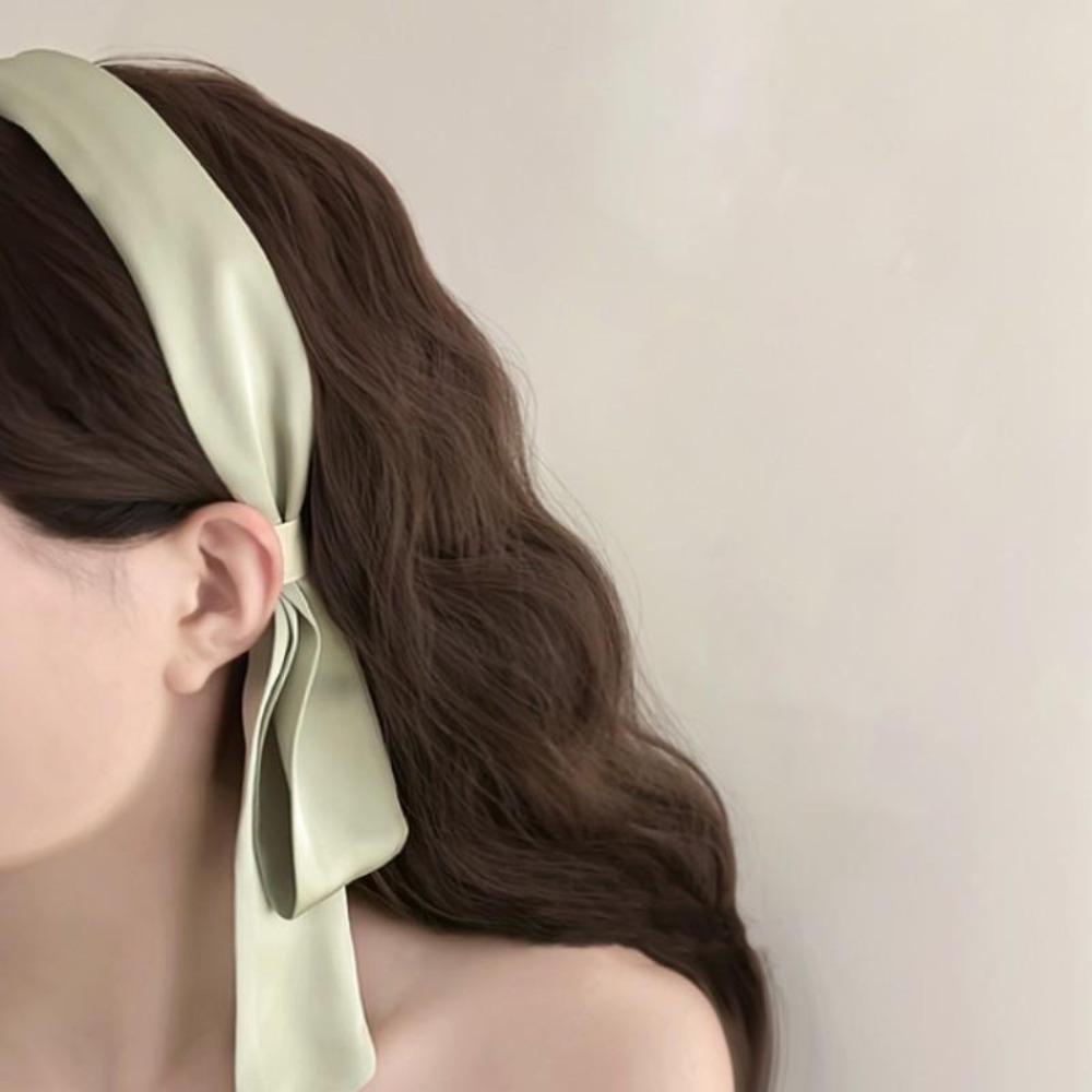 Solid Color Ribbon Hair Band Bow Hair Hoop Elegant Bow Headband Girls