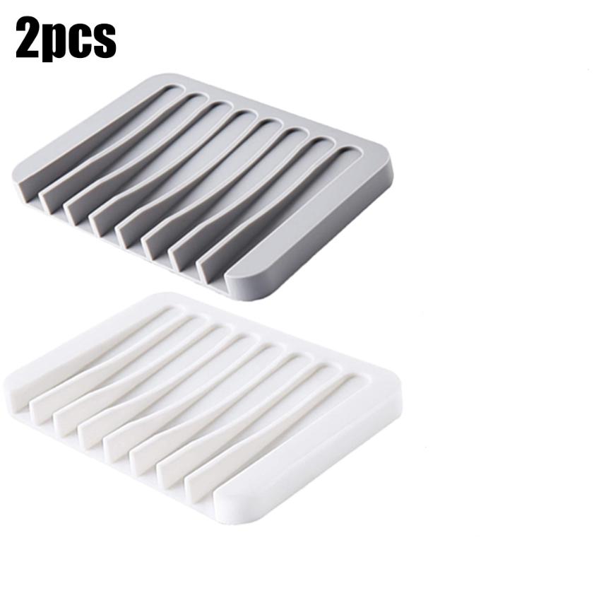 1/2pcs Silicone Self Draining Soap Dishes Kitchen Sink Soap Dish Sponge Tray Soap Holder Countertop Soap Dispenser