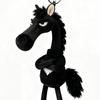 Popular Sky Selection High Cool Black Horse Keychains Soft Plush Mascot Car Pendant Sweater Knitted Baby Doll Key Rings for Women's Handbag Child Bags