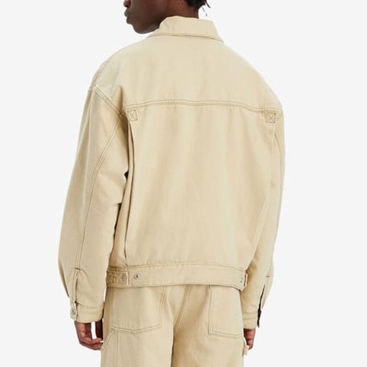 Levis Silvertab Series Solid Color Spliced Comfortable Long Sleeve Denim Jacket Men Jackets Beige A7306-0000