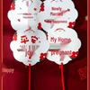Double-Sided Red Happiness Fan for Bridesmaids and Bridal Party