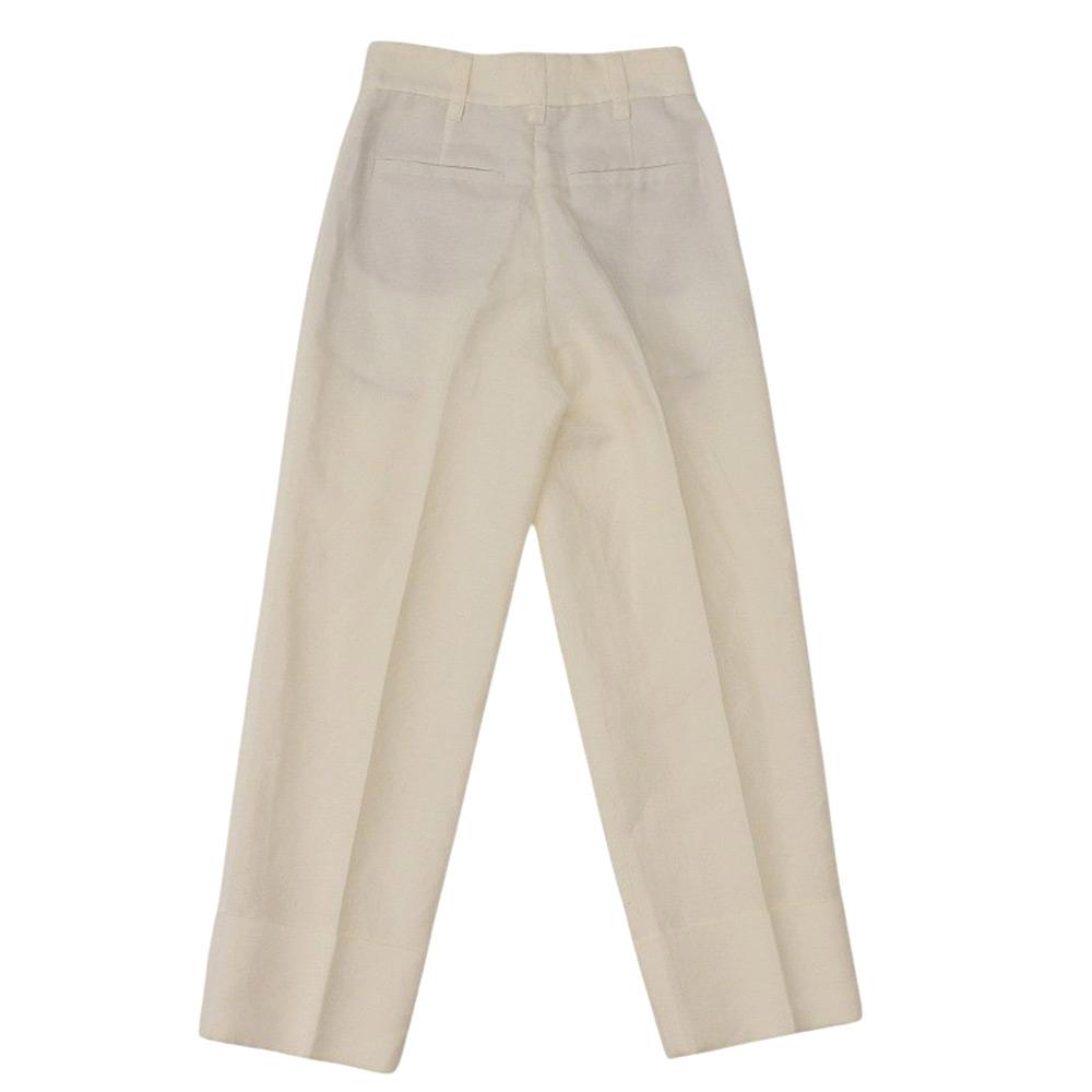 Brunello Cucinelli Good Condition Linen Cotton 1P Pants Bottoms Ladies White Size 36 2018 MH123P7198 Bottoms 36 whiteUsed
