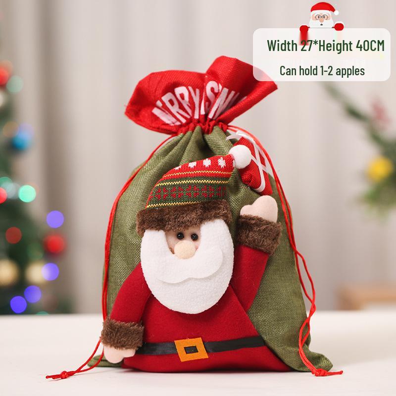 Christmas Eve Gift Tote with Santa, Snowman & Reindeer Design