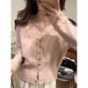 Spring and Autumn Interior Chic Short Lace V-Neck Bottom Design Slim-fit Knitted Cardigan Top Women's Hair