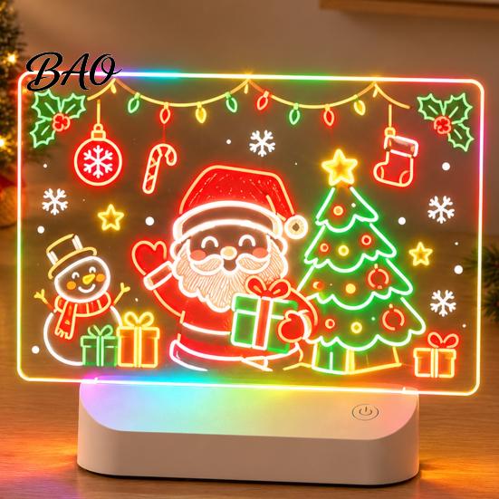 Reusable Acrylic Writing Board LED Drawing for Kids, Rechargeable DIY Light Up Tablet with 7 Color Illuminated Lights Pens, Neon Glow Note Board, Back