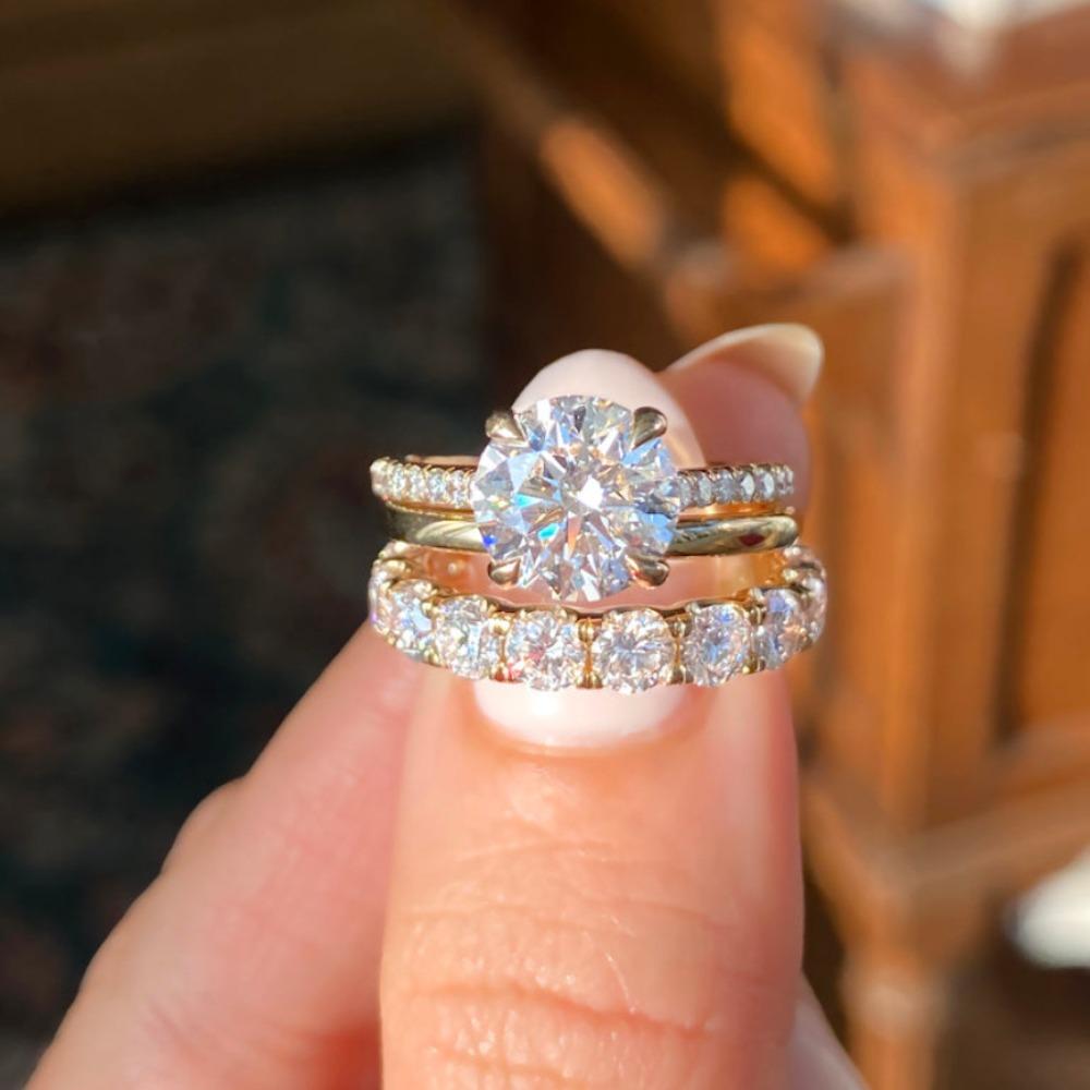 3pcs Set Luxury Temperament Five-claw Inlaid Crystal Zircon Ring for Women Bride Wedding Fashion Charm Jewelry Sets Accessories