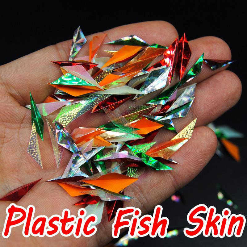 Bimoo 280 Stück/Beutel, vorgeschnittene Flash-Sabiki-Fischhaut, Kunststoff-Sabiki-Flügel, glänzende Farbe, gemischt für die Herstellung von Köder-Rigs