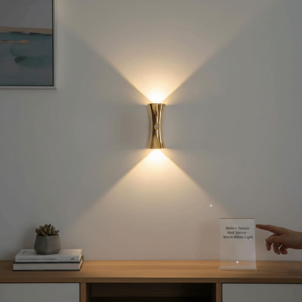 Creative LED Hourglass Wall Lamp Wireless Up Down Light Motion Sensor Night Light Dimmable Waterproof Bedside Wall Light