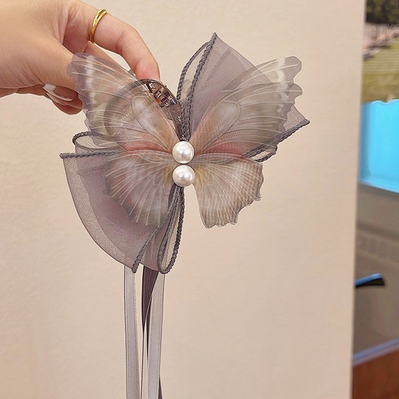 1pcBow hair clip, super fairy ribbon, grab new Chinese style, Chinese style, ponytail clip, Hanfu, qipao, ancient style headwear