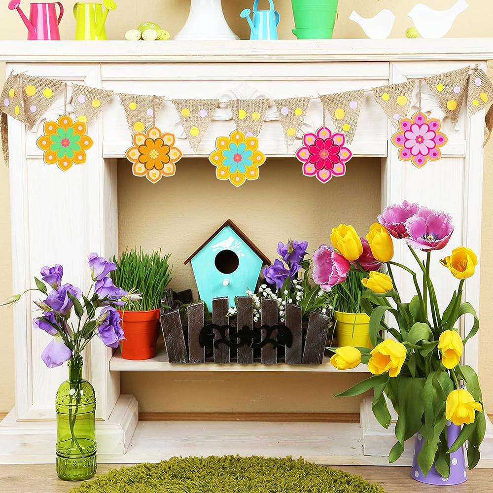 10 Stück Holzblumen-Ornamente Unfertige Holzscheiben mit Loch Holzrohlinge Weihnachts-Hängeornamente für DIY-Bastelarbeiten