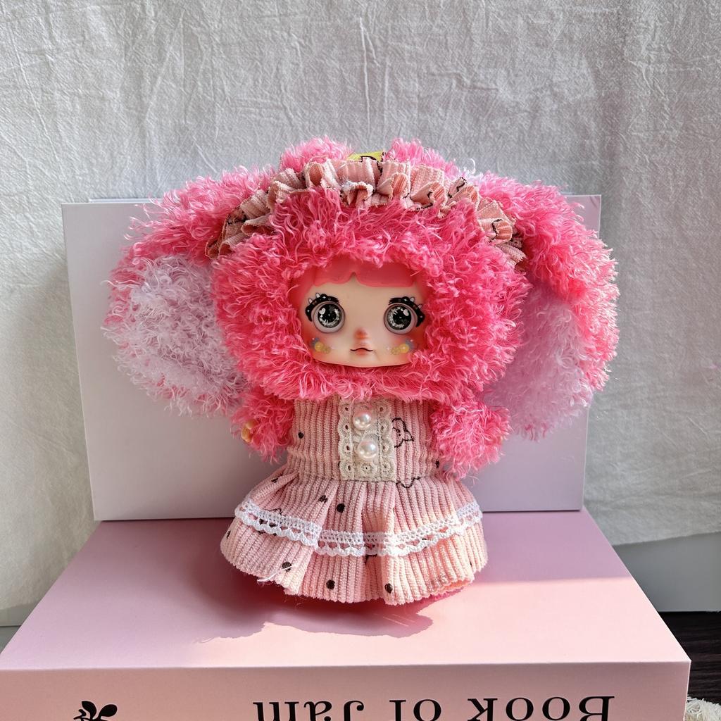 Cartoon Cute Vinyl Face Lolita Lace Dress Plush Doll Pendant Keychain Backpack Hangings Decoration Gifts