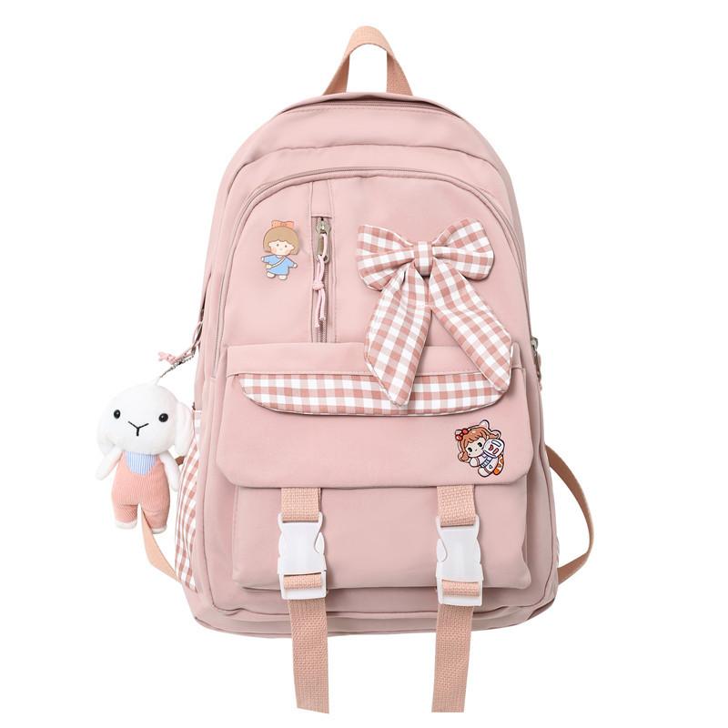 Spring New Ins Style Soft Girl Cute Girl Backpack College Students' Lightweight Checked Backpack