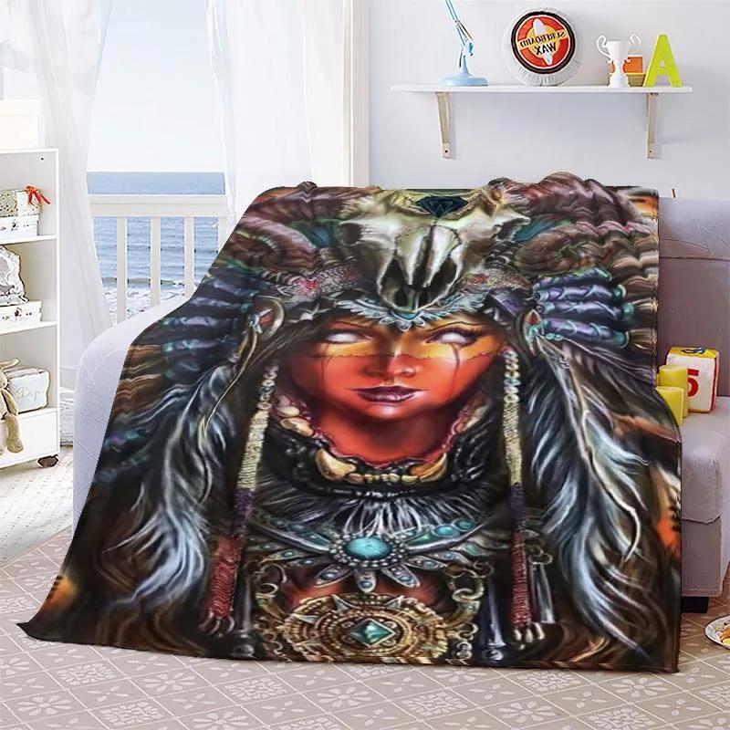 Indian Hunter Indigenous Culture Blanket Light Comfortable Flannel Blanket Quilt Bedspread Home Gift