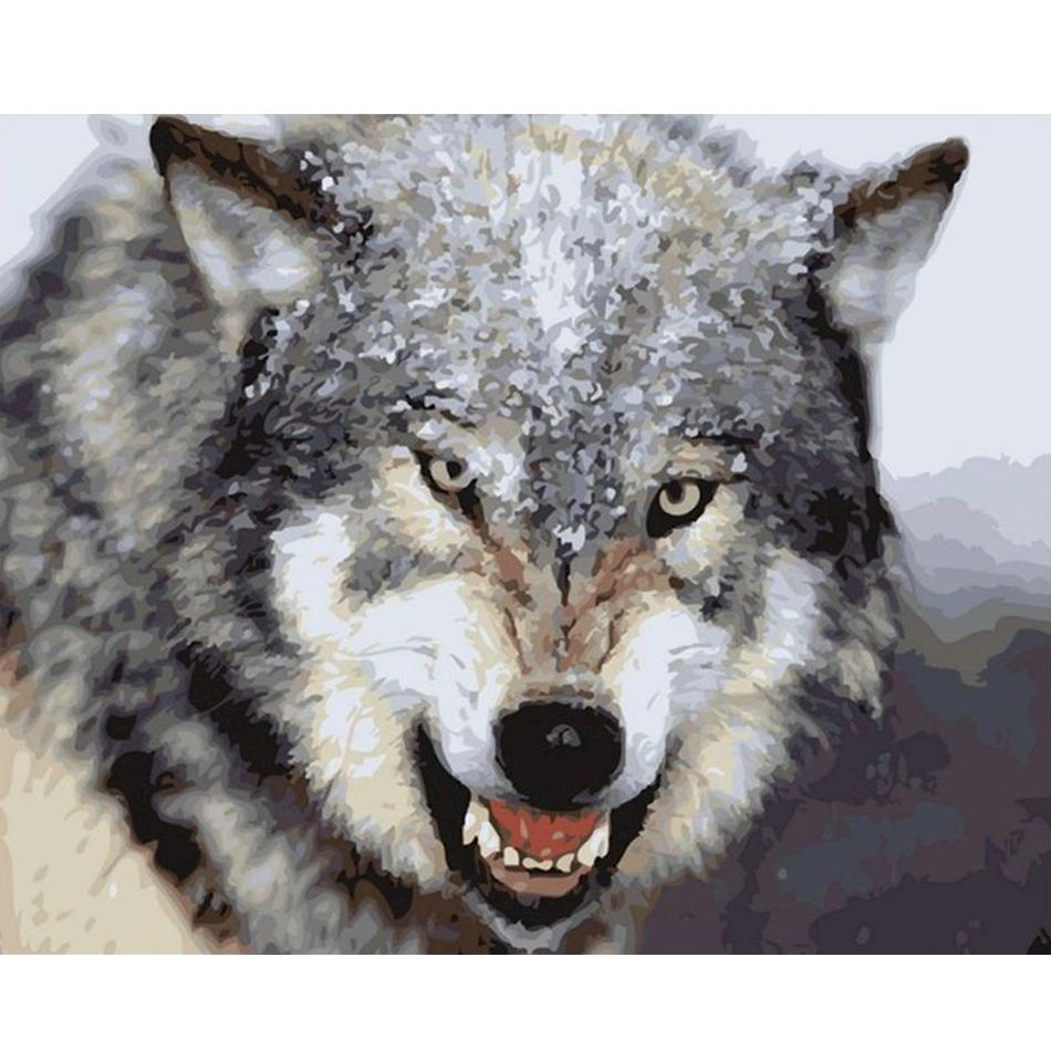 

Рамка для рисования по номерам, наборы волков, животных, поделки, картина с номерами, акриловая картина для домашнего декора 40x50 40x50cm NO Frame