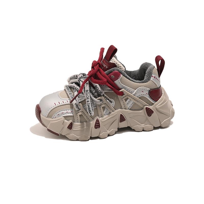 Angola red children's shoes 2025 spring and autumn soft-soled girls' sports shoes boys' casual dad shoes winter velvet