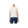Calvin Klein Solid Color Round Neck Slim Fit Short Sleeve Knit Top Women tops Ivory 47B361GYAS