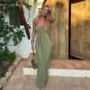 2025 Summer Sexy V-neck Flare Sleeve Ruffle Slit Dress for Women