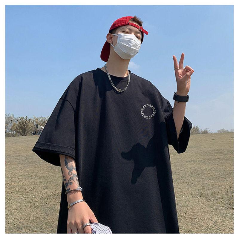American Fashion Cotton Short-sleeved T-shirt Men's Summer T-shirt Loose Half-sleeve Teenage Top Clothes