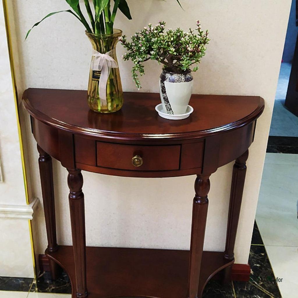 European Solid Wood Console Cabinet, Long Hallway Table, Semicircular New Chinese Style