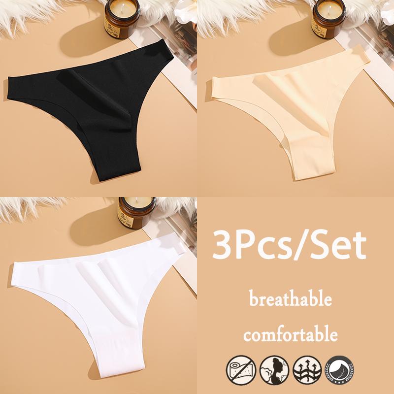 

FINETOO 3 шт./компл. бесшовное нижнее белье из ледяного шелка с низкой талией бразильские трусы дышащее высокоэластичное нижнее белье трусики M&3pcs