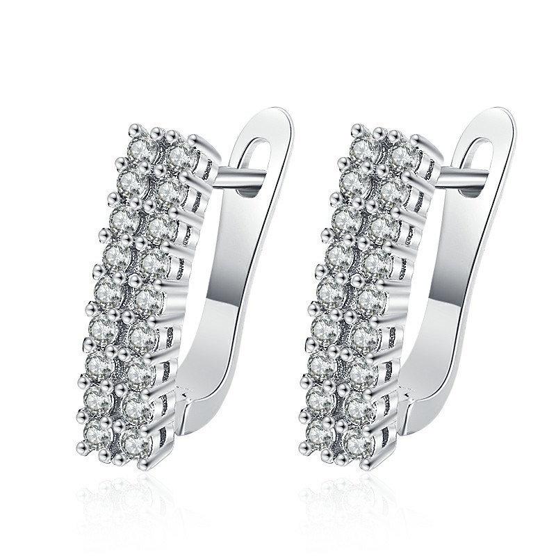 925 Sterling Silver Earrings for Women Round Zircon Earrings Sparkling Party Wedding Jewelry Gift Accessories