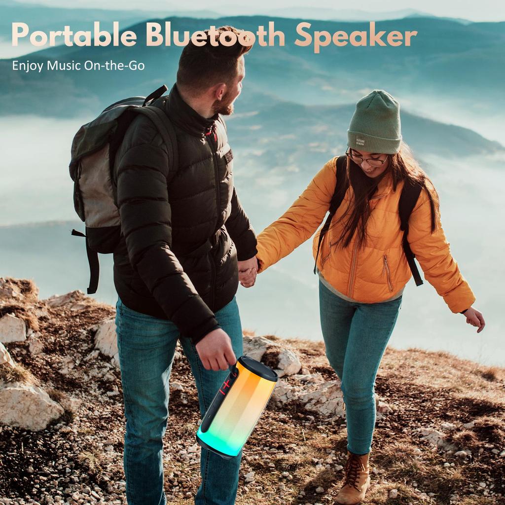 Speaker with Mic System for Singing, Portable Bluetooth Speakers with Dazzling Light and 2 Wireless Microphones for Adults, Mini Karaoke Set for Home