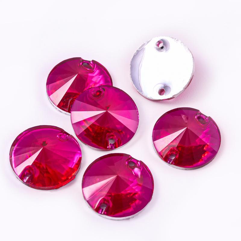 Resin Double Hole Flat Bottom Satellite Hand Seam Drill, Plated Bottom Tip Flat Buckle Diy Clothing Accessories Round Hand Seam Stone