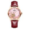 Orologio da donna con temperamento di lusso leggero, orologio meccanico automatico da donna, impermeabile, con cinturino rosso