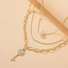 Necklace for Women Necklace Jewelryjewelry Multilayer Necklace Ins Wind Alloy Lock Heart Hundred Peace Lock Necklace Female Elegant Necklace