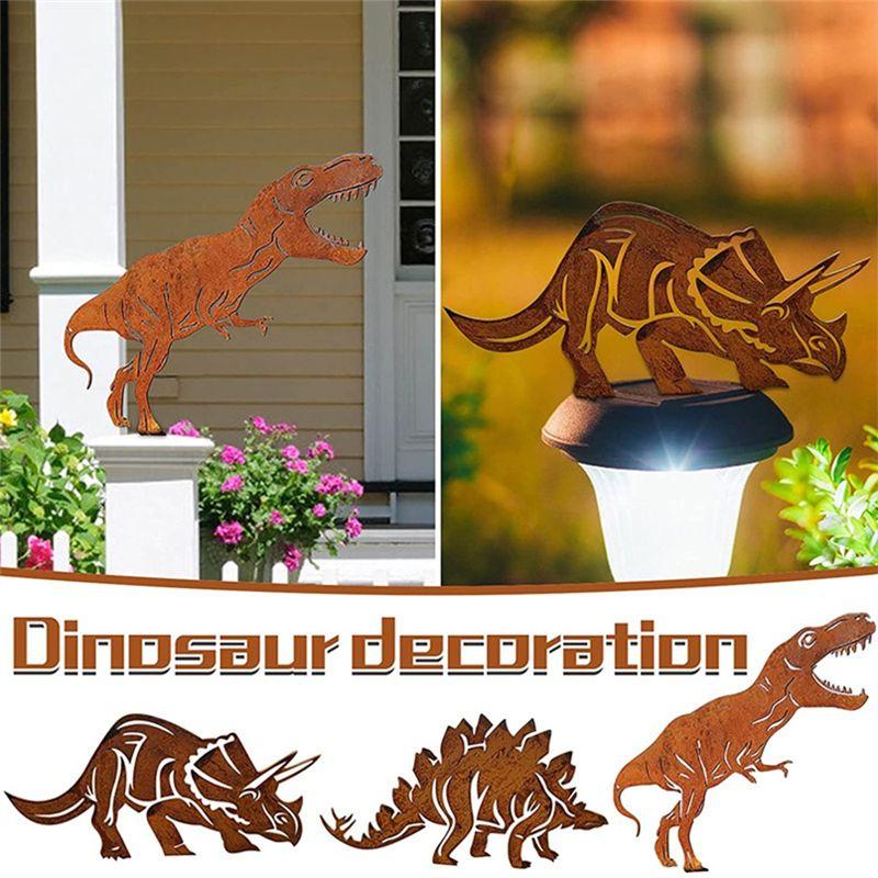 M-Modern-Metal Dinosaur Fence Post Topper,Dinosaurs